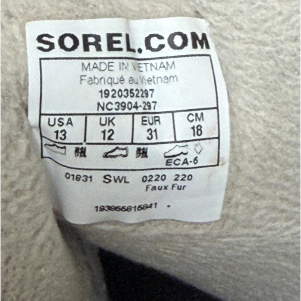 Sorel Whitney II Short Lace Kids Size 13 Tan Waterproof Faux Fur Winter Boots